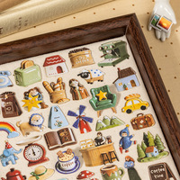 30 autocollants par paquet, série de miniatures en céramique, autocollants réalistes en céramique et en carton rigide pour mini-scènes