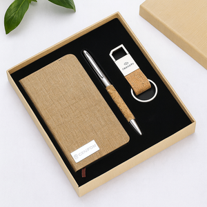 Logo kustom promosi 3-dalam-1 baja tahan karat Notebook mewah Set hadiah pena gantungan kunci untuk alat tulis wanita & Pria kelulusan - Product Image 5