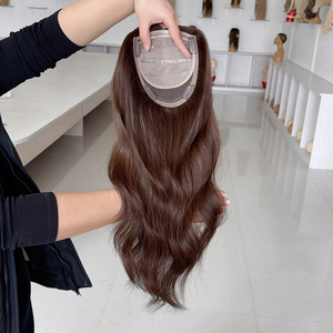 Topper capillaire en cheveux humains russes 5x6.5 avec base en soie et clips en PU silicone, brun chocolat, pour femmes souffrant de perte de cheveux - Vente chaude usine - Product Image 5