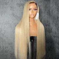 Perruque Ombrée Cendré Blond 13x6 Full HD à Lacet Frontal Raide Cheveux Indiens Bruts avec Racines Blonds Thé Marron Lacet Transparent