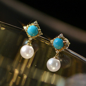 Orecchini Pendenti Vintage a Forma di Rombo Simil-Perla per Donne, Orecchini Geometrici Piccoli per Uso Quotidiano e Feste, Gioielli alla Moda - Product Image 1