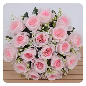 2024 Тополь Шелковый букет искусственных роз Свадебный красный букет больших цветов букет 18 голов букет роз для декора