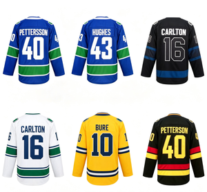Vancouver Canucks # 40 Pettersson # 43 Hughes # Camiseta de Hockey sobre Hielo Carlton 16, Estampada, para Hombre, 100% Poliéster, Transpirable, Manga Corta - Product Image 1