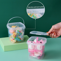 Seau en plastique PP transparent avec couvercle et poignée, pour le stockage alimentaire, emballage carré pour biscuits, conteneur pour confiserie, portable