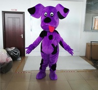 Costume de mascotte de chien en peluche rouge et violet personnalisé pour adultes, Halloween, unisexe