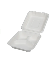 Conteneur jetable en bagasse de canne à sucre SINCERE de 8 pouces à 3 compartiments pour le camping