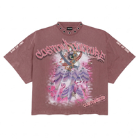 Camiseta Personalizada de 300 g/m², 100% Algodón, con Cuello Perforado, Estampado Gráfico, Corte Cuadrado, Estilo Urbano, Oversize