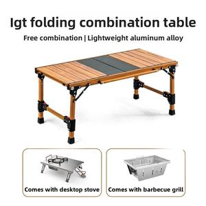 โต๊ะพับปรับระดับความสูงได้ พกพาสะดวก สำหรับตั้งแคมป์ ปิกนิก บาร์บีคิว โต๊ะ IGT สำหรับการตั้งแคมป์และการเดินทางด้วยรถยนต์ - Product Image 2