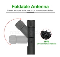 Amplificador de antena Wifi 2,4G WLAN 3dBi RP conector ESP32 Módulo de doble banda ble Antena de pato de goma Omni