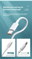 Câble de données USB-L PVC 6A à charge rapide en cuivre composite pour téléphones mobiles iPhone et Android