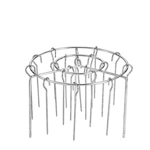 Round Stainless Steel Air Fryer Grill Rack With Vertical Skewers For <b>Meat</b> And <b>Poultry</b> Roasting - Product Image 1