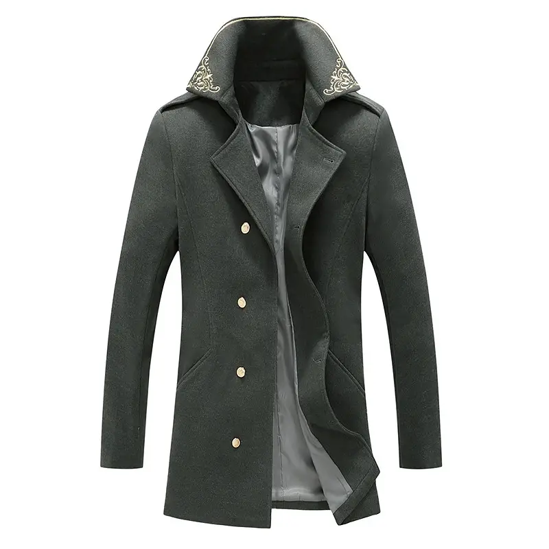 hot sale Slim Men Trench Coat Polyester mid-long style & thermal & breathable embroidered 570693