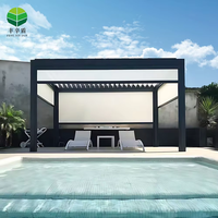 Pergola de jardin extérieure en aluminium étanche avec télécommande électrique et écran pour les fêtes dans la cour et sur la terrasse