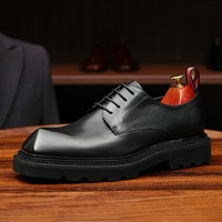 Hochwertige Schnürschuhe für Herren aus Echtleder Business-Casual Eckige Spitze Breiter Fuß Britischer Retro-Stil Formell Trendig Höhenerhöhend