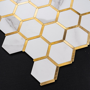 Chất lượng tốt bán buôn nội thất mạnh mẽ dính nhà bếp backsplash vỏ và dính nhôm hình lục giác Gạch Mosaic - Product Image 5