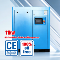 Compresor de Aire VFD de 11kw Sin Aceite, Lubricado con Agua, de Funcionamiento Limpio, Ahorro de Energía y Bajo Ruido