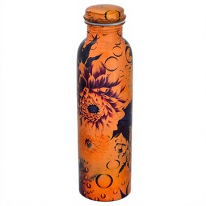 Top Selling Wholesale Pure Copper Water Bottle Digital Print With Ayurveda Benefits Easy Carry Gym Bottle by Axiom Home Accents - Product Image 1