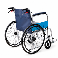 Fauteuil roulant pliable en acier inoxydable avec siège en forme de U, pneus en PU et freins à main pour personnes âgées