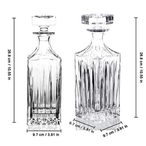 Decantador de whisky de vidrio artesanal a mano, con tapón geométrico hermético para <span class=keywords><strong>Bourbon</strong></span>, Brandy, licor - Product Image 3