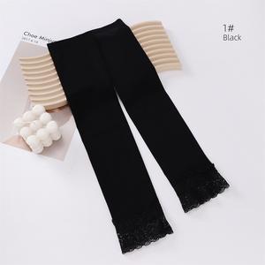 Venta caliente 2025 hermoso borde de encaje elástico mujeres manga larga decoración musulmana elástico colores lisos mangas de seda de hielo - Product Image 6