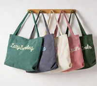 Sacs à bandoulière d'hiver confortables sur mesure, couleur personnalisée, sacs fourre-tout vintage tendance, sac fourre-tout durable en velours côtelé marron avec logo