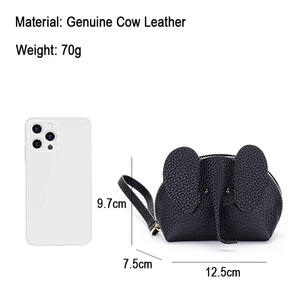 Andong Genuine <b>Leather</b> Litchi Grain Mini Coin <b>Purse</b> for Women Girls Elephant Wallets Outdoors Cute Keychain Clutch Bag 6289 - Product Image 3