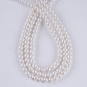 Collier de perles d'eau douce naturelles blanches Zhuji 7-8 mm, perles semi-finies, bracelet DIY, perles blanches en vrac, bijoux en gros - Product Image 1