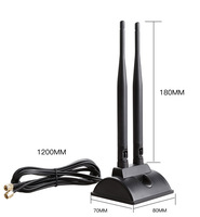 Antenne WiFi double bande 2,4 GHz 5 GHz à gain élevé avec base magnétique RP-SMA pour routeur, carte réseau, communication sans fil extérieure