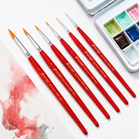 Ensemble de pinceaux à détails Paul Cézanne, pointe fine et précise, manche en bois laqué rouge, pinceaux d'artiste pour les lignes fines, peinture artistique