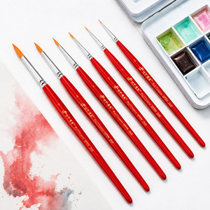 Ensemble de pinceaux à détails Paul Cézanne, pointe fine et précise, manche en bois laqué rouge, pinceaux d'artiste pour les lignes fines, peinture artistique - Product Image 1