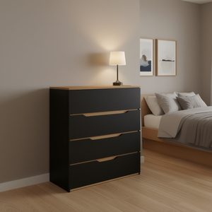 Lynbrook 4 Drawer Dresser Black Wengue <b>Light</b> Oak Modern Bedroom Furniture - Product Image 2