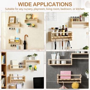 Mensola da Parete <span class=keywords><strong>per</strong></span> <span class=keywords><strong>Cameretta</strong></span> Bambini con Perline in Legno, Decorazione Murale, Mensole Fluttuanti <span class=keywords><strong>per</strong></span> Bambini, Sala Giochi, Camera da Letto - Product Image 6