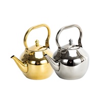 Bouilloire à eau en acier inoxydable poli argenté et doré, écologique, style saoudien, avec sifflet, 1,2L-4,0L, personnalisable