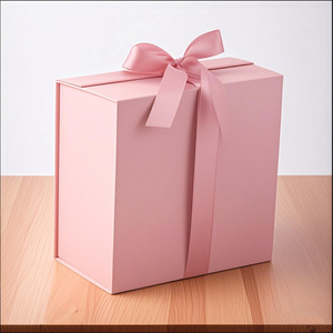 Hộp quà tặng giấy tái chế có thể tùy chỉnh logo, nắp đóng từ tính, có thể gấp gọn, hộp giấy màu hồng in logo riêng của bạn - Product Image 2