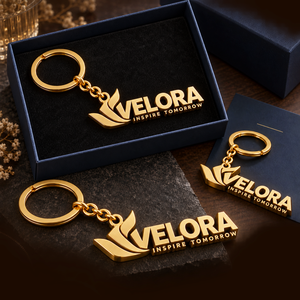 Porte-clés en métal 3D personnalisé avec logo intégré en or, fabrication OEM ODM pour entreprises - Product Image 2