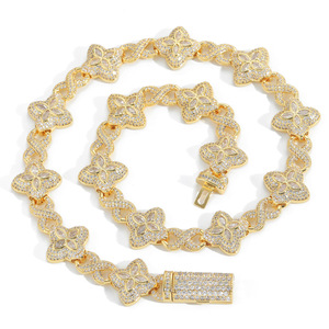 Collar <span class=keywords><strong>de</strong></span> Trébol <span class=keywords><strong>de</strong></span> Cuatro Hojas con <span class=keywords><strong>Cadena</strong></span> <span class=keywords><strong>de</strong></span> Eslabones Infinitos, Joyería Hip Hop <span class=keywords><strong>de</strong></span> Lujo BES, con Circonitas Cúbicas Brillantes, para Hombres y Mujeres - Product Image 3