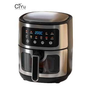Friteuse à <span class=keywords><strong>air</strong></span> intelligente multifonctionnelle de 8 litres personnalisée OEM Carré numérique sans huile en acier inoxydable visible à porte française de haute qualité - Product Image 1