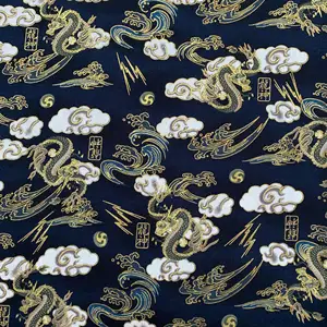 पारंपरिक चीनी ड्रैगन बादल 250g/मी 150cm मुद्रांकन नरम सूती कपड़े के लिए धातु पुरुषों महिलाओं कपड़ा
