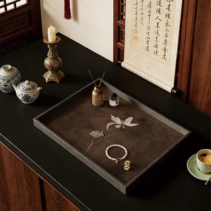 Zenos Vintage PU Leather Rectangular Decorative Luxury Storage Tray TRAY-LP for Home <b>Decor</b> - Product Image 3