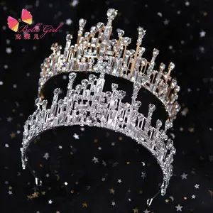 Belleworld 2021 Toppick Vrouwen Haar Accessoires Luxe Bling Crystal Rhinestones Diamond Bridal Crown Party Tiara