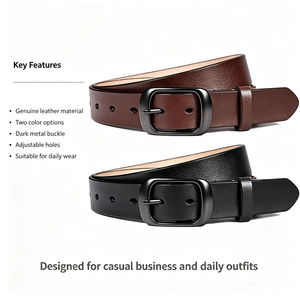 Ceinture en cuir vintage de haute qualité avec boucle en alliage de zinc pour homme, durable pour les occasions professionnelles, de bureau, décontractées et quotidiennes. - Product Image 4