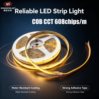 Bande lumineuse LED COB CCT réglable, 608 puces par mètre, 24V, flexible, dimmable, double blanc, pour décoration intérieure