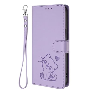 Custodia a Portafoglio in Pelle PU con Gatto Goffrato, Chiusura Magnetica e Scomparti Porta Carte, <span class=keywords><strong>Cover</strong></span> Antiurto per <span class=keywords><strong>iPhone</strong></span> 12 - Product Image 1