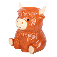 Brûleur à huile en céramique en forme de vache des Highlands |   Diffuseur de cire parfumée style ferme pour la maison
