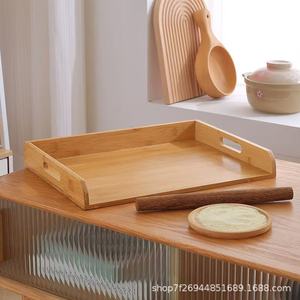 Wooden <b>Storage</b> <b>Tray</b> Rectangle With Handles For Dumplings Stackable Solid Wood Food Container Unfinished Heze Shandong - Product Image 3