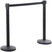 Barrière de file d'attente rétractable noire avec logo imprimé sur la sangle, 2 mètres, 3 mètres, 5 mètres