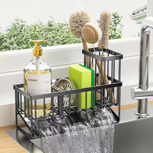 Bathroom <b>Kitchen</b> Accessories Storage Makeup Sink Caddy Soap Dispenser <b>Sponge</b> Caddy <b>Holder</b> Organizer With Removable Drain Tray - Product Image 1