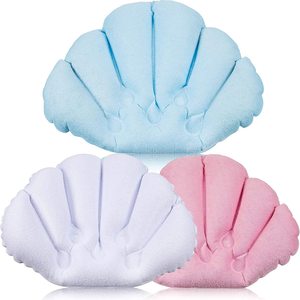 Terry Cloth Covered Bath Pillow Shell Shape Bathtub Spa Pillow Comfortable Soft Bath Cushion