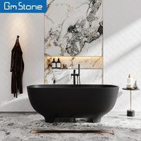 Baignoire autoportante moderne en pierre artificielle de 1,6 m avec fonction bain à remous, personnalisable pour appartement, hôtel, maison