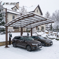 Structure hybride acier-aluminium de grande portée de qualité industrielle, résistante à la rouille, avec revêtement PC, toit en arche, double auvent personnalisable pour carport